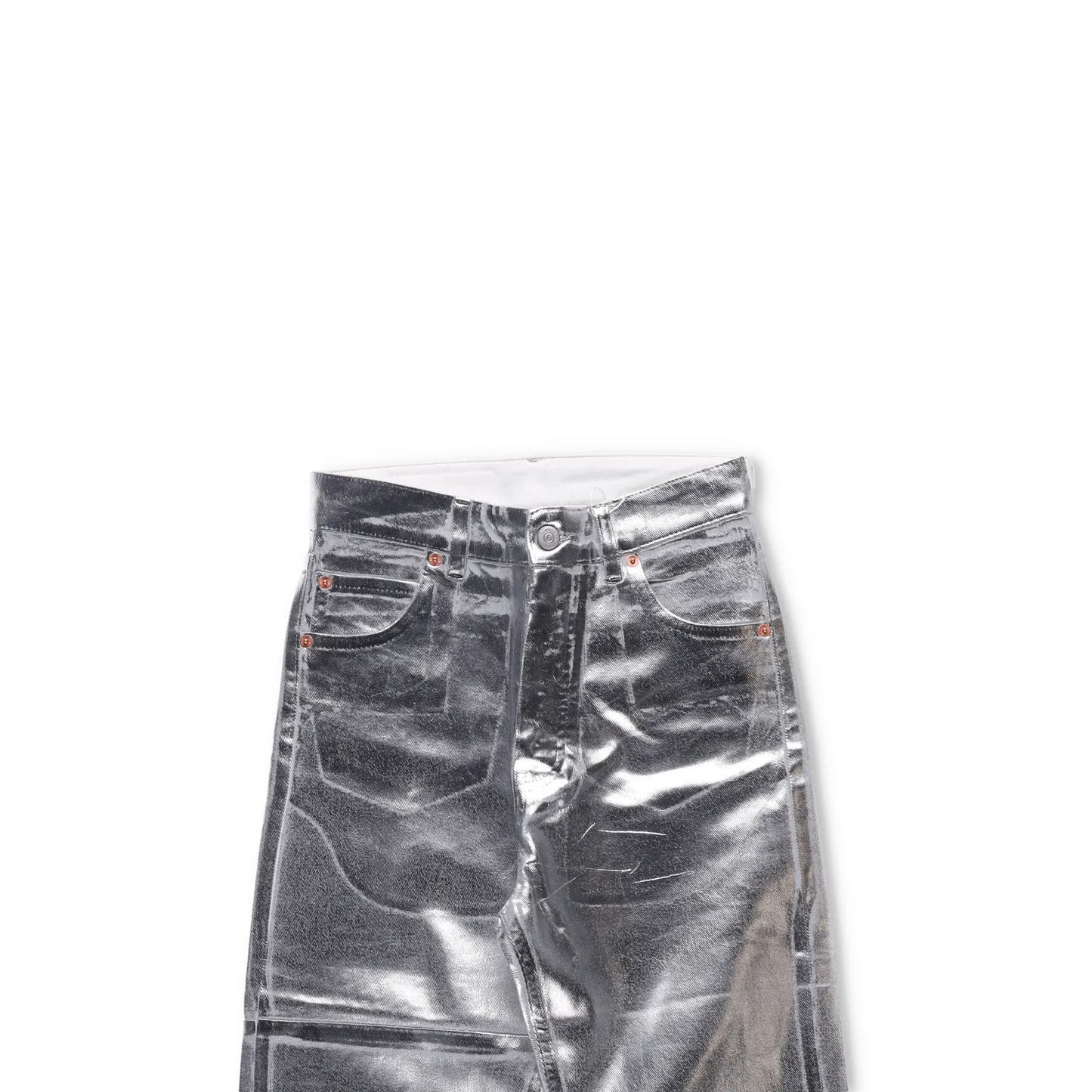 MM6 Mens Jeans Straight Leg High Waist Aluminium Denim Silver Size 26 RRP 406 — View 2