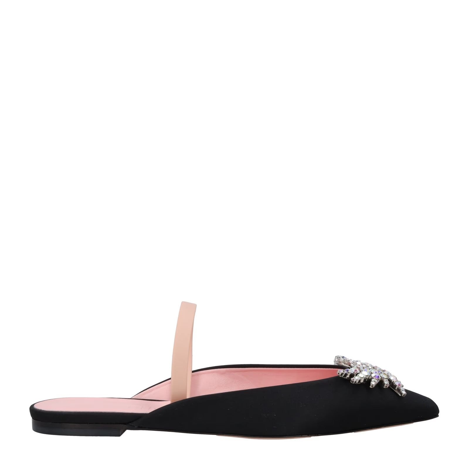 PIFERI Womens Drizella Flat Square Toe Pump Satin Crystal Black UK5 RRP 575