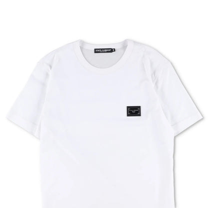 DOLCE & GABBANA Mens T-Shirt White Short Sleeve Crew Neck Plaque Size 48 RRP 485 — View 2