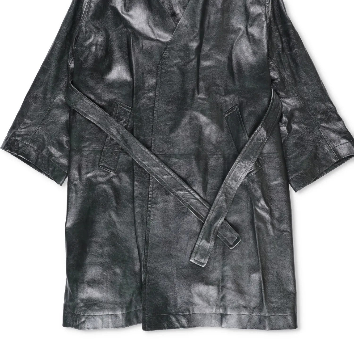 BOTTEGA VENETA Womens Overcoat Knee Length Relaxed Fit Leather Grey 40 RRP 6720 — View 3