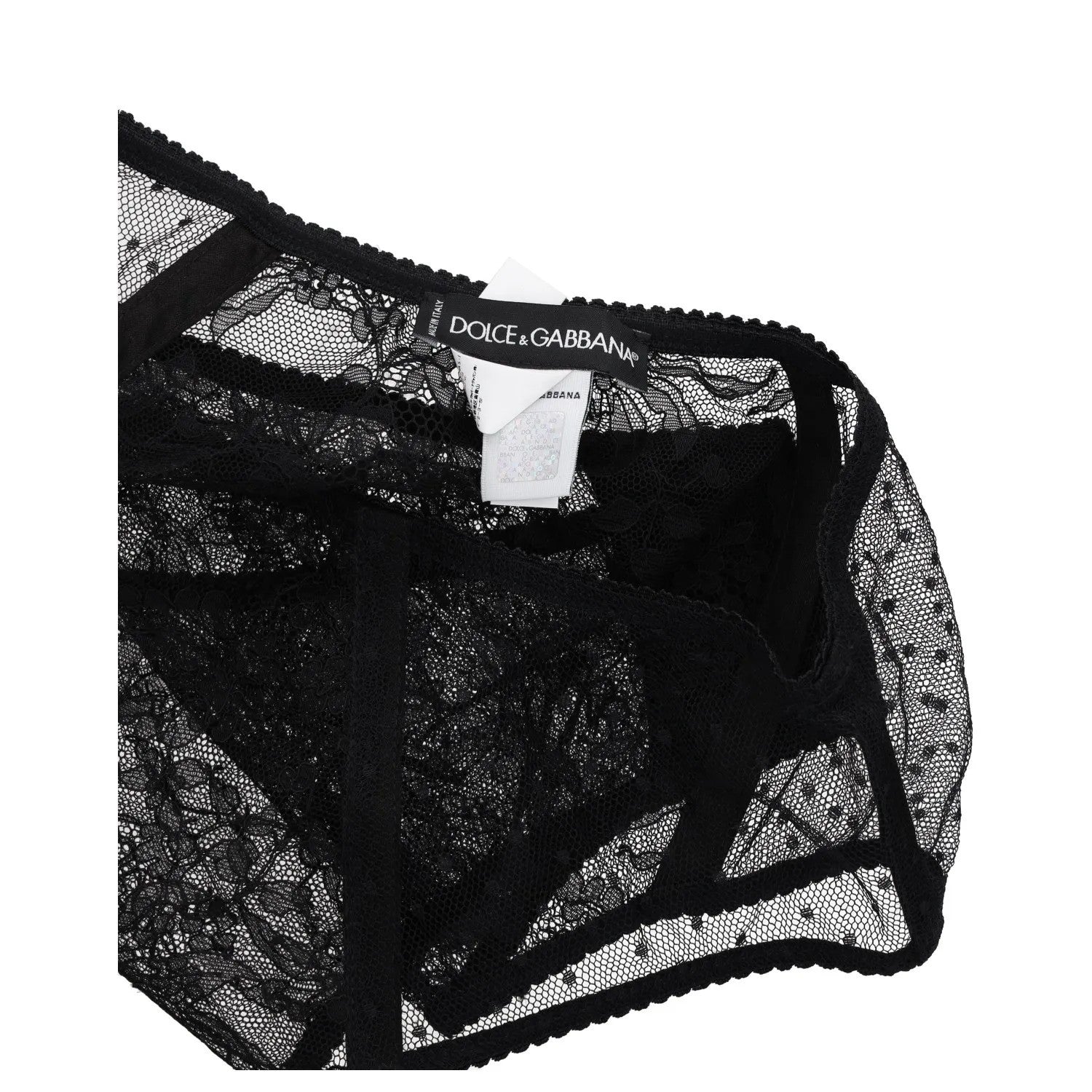 DOLCE & GABBANA Womens Brief Tulle Plumetis Lace Black Knickers Size S RRP 245 — View 5