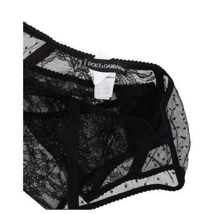 DOLCE & GABBANA Womens Brief Tulle Plumetis Lace Black Knickers Size S RRP 245 — View 5