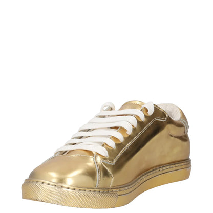 JUST CAVALLI Womens Trainers Gold Leather Low Top Lace Up UK 3 RRP 200 — View 3