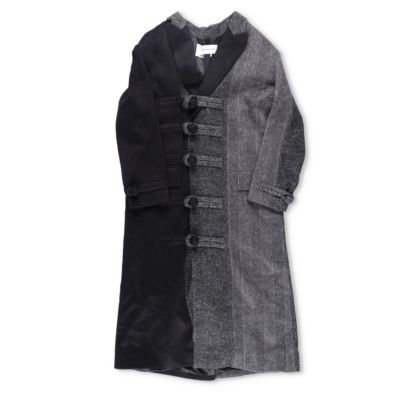 FENG CHEN WANG Mens Multi Flannel Stripe Overcoat Black Multicoloured M RRP 1275 — View 3