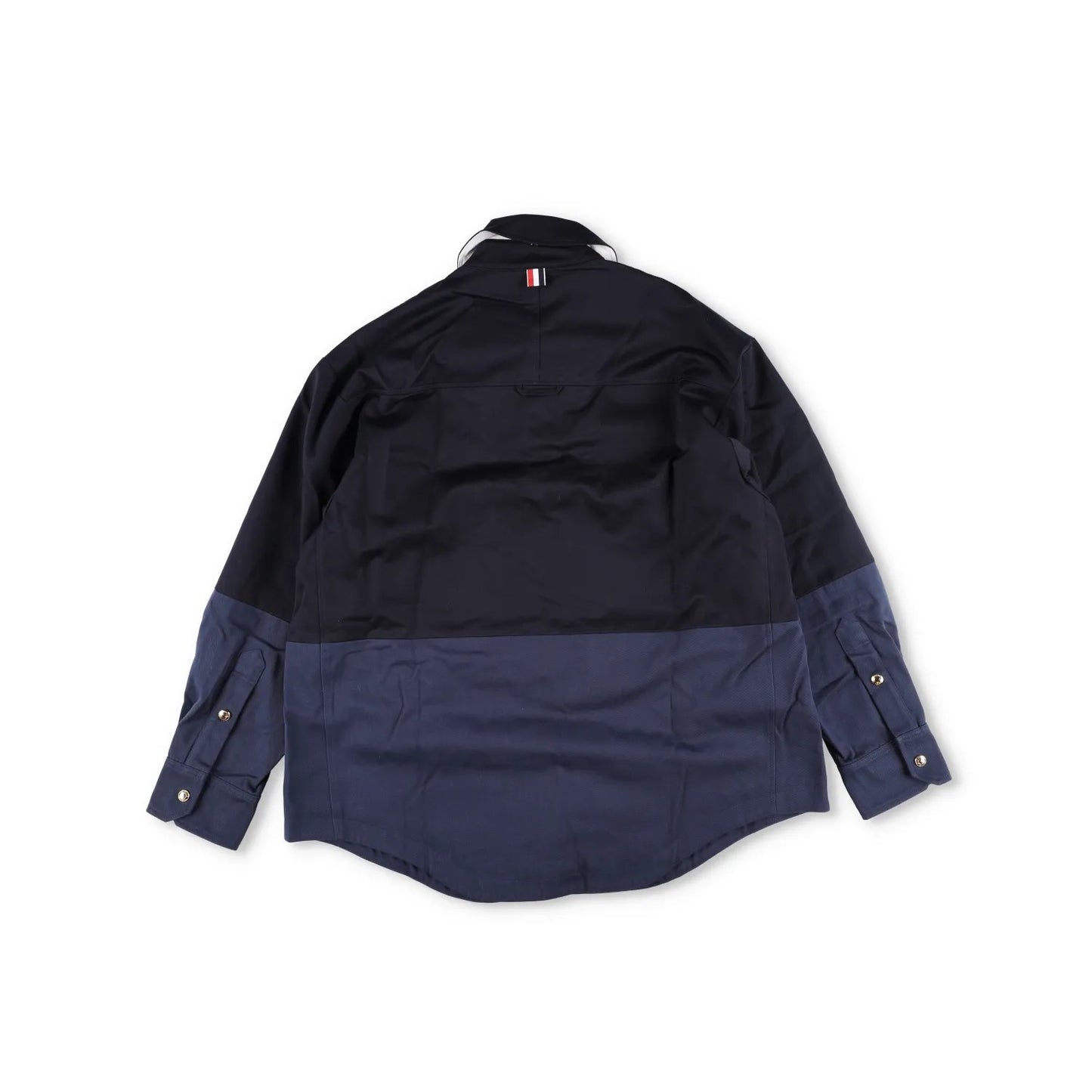 THOM BROWNE Mens Oversized Combo Snap Front Shirt Jacket Black Blue 2 RRP 1840 — View 8
