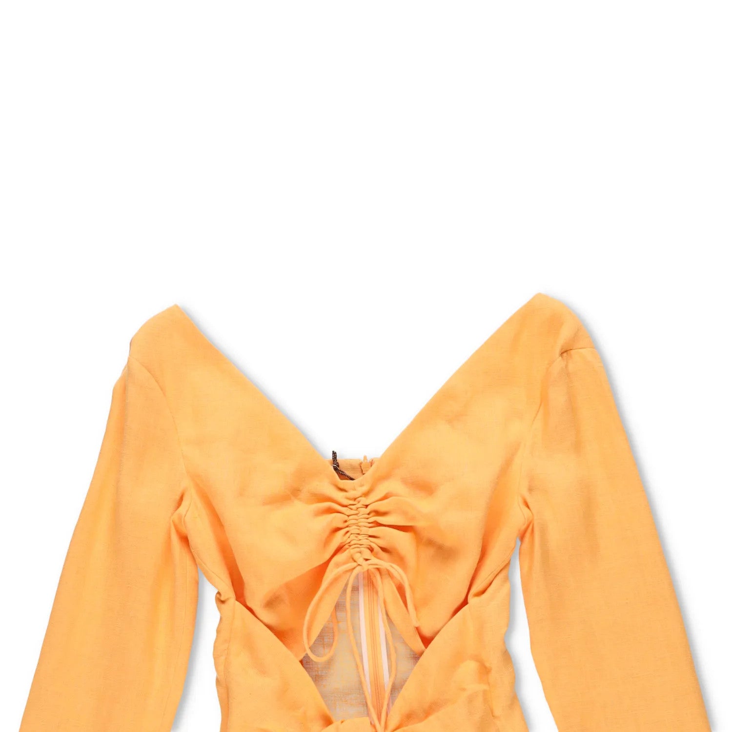 NANUSHKA Womens Gilia Mini Dress V-Neck Long Sleeve Ruched Orange Tie XXS RRP540 — View 2