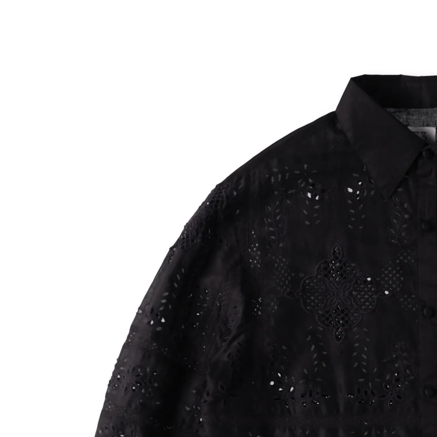 73 LONDON Mens Cut Work Broderie Long Sleeve Shirt Button-Up Black 42 RRP 443.9 — View 4