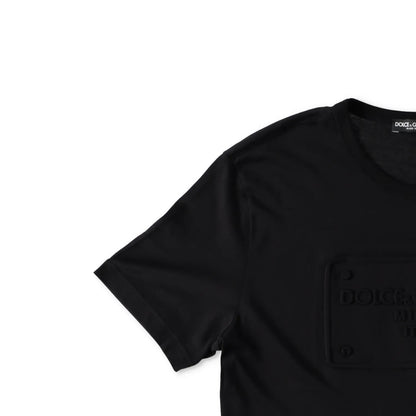 DOLCE & GABBANA Mens T-Shirt Fu7Eq+Embossing Nero Black Short Sleeve 52 RRP 475 — View 4