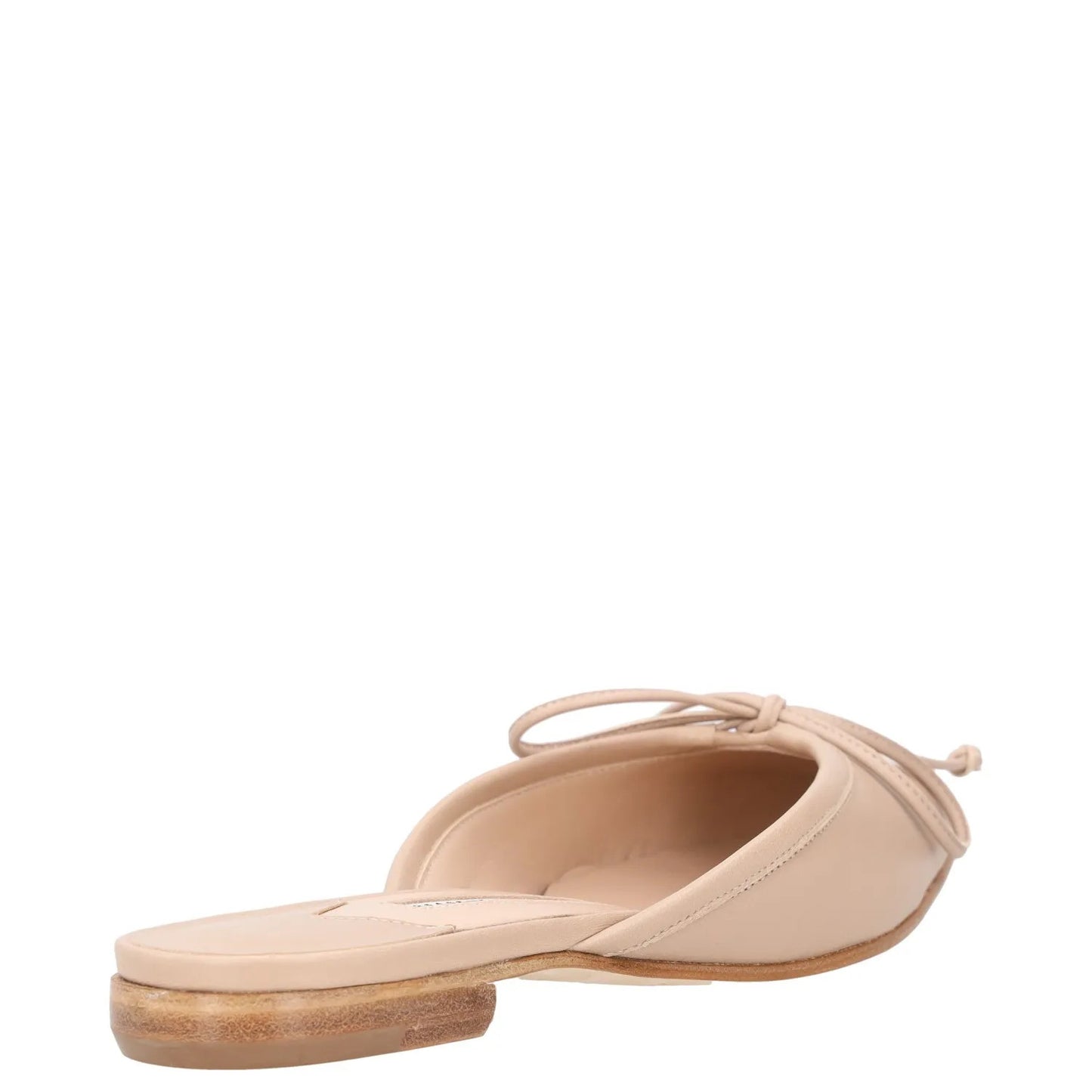 MANOLO BLAHNIK Womens Mules Flats Beige Leather Closed Toe Bow Detail UK3 RRP600 — View 6