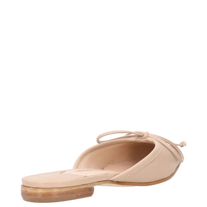MANOLO BLAHNIK Womens Mules Flats Beige Leather Closed Toe Bow Detail UK3 RRP600 — View 6