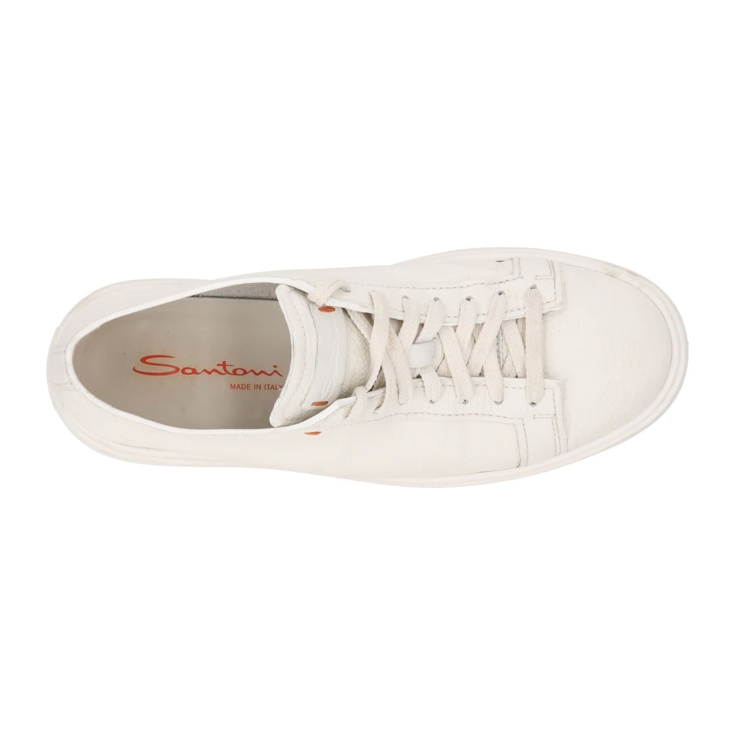 SANTONI Mens Biking Sneakers Lace Up Low Top White Leather UK 7.5 RRP 475 — View 7