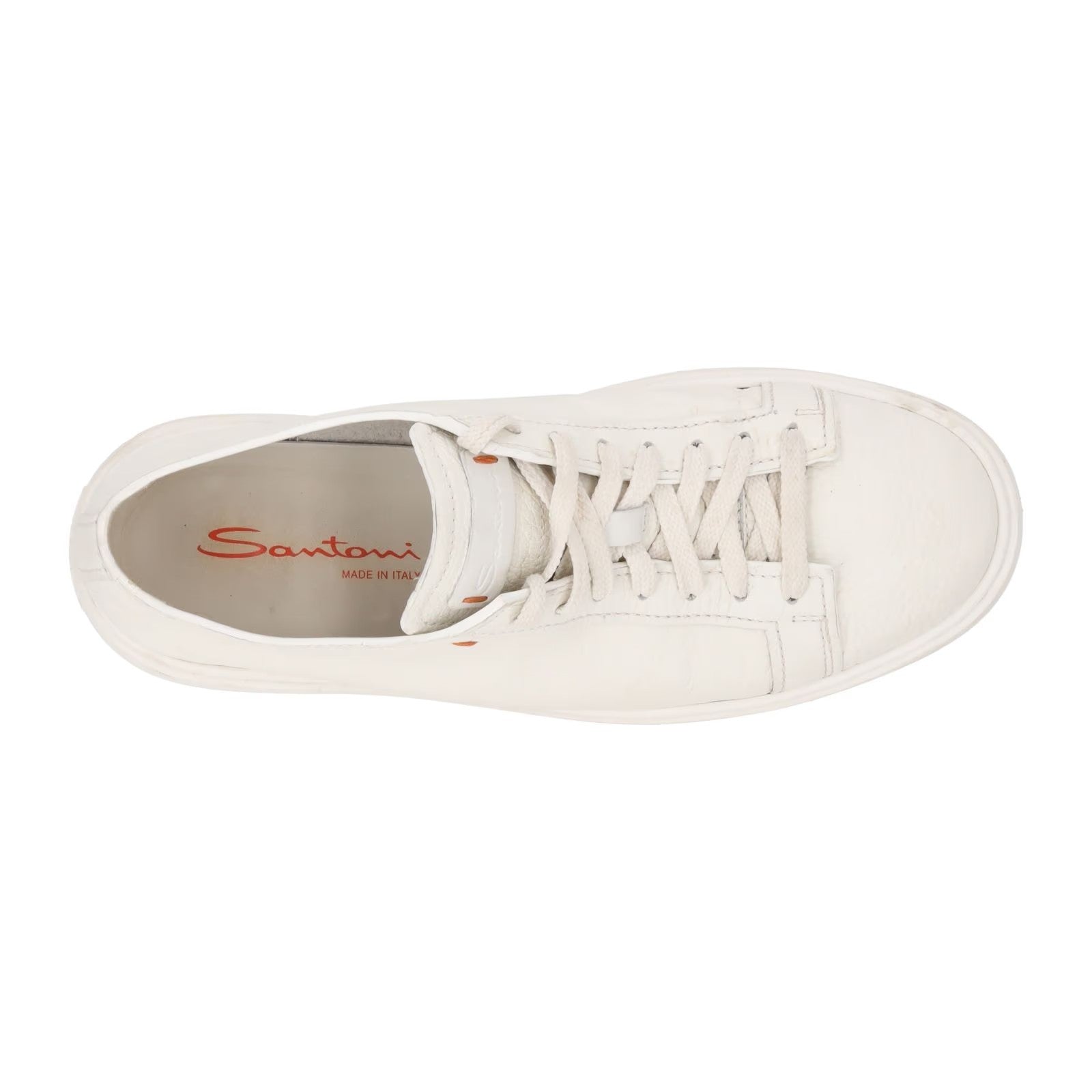 SANTONI Mens Biking Sneakers Lace Up Low Top White Leather UK 7.5 RRP 475 — View 7
