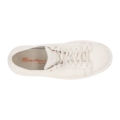SANTONI Mens Biking Sneakers Lace Up Low Top White Leather UK 7.5 RRP 475 — View 7