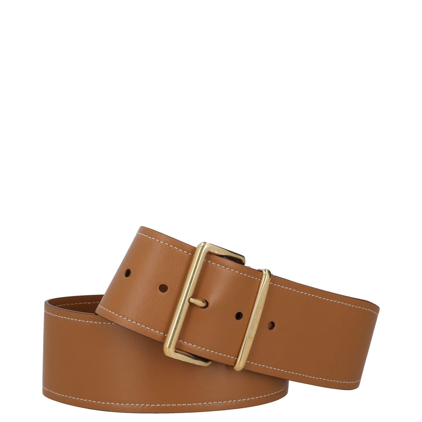 MIU MIU Womens Waist Belt 6Cm Wide Calf Leather Brown Gold Hardware 75 RRP 535 — View 2