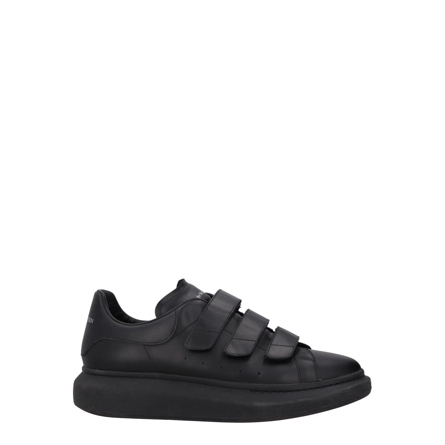 ALEXANDER MCQUEEN Mens Trainers Black Leather Low Top Strappy UK 9.5 RRP 485