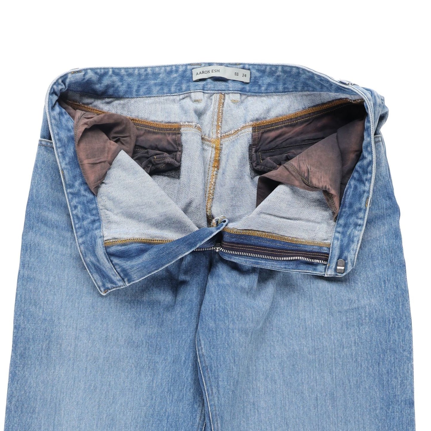 AARON ESH Mens Puddle Jean Blue Wash Flared Relaxed Fit High Rise Size 36 RRP403 — View 9