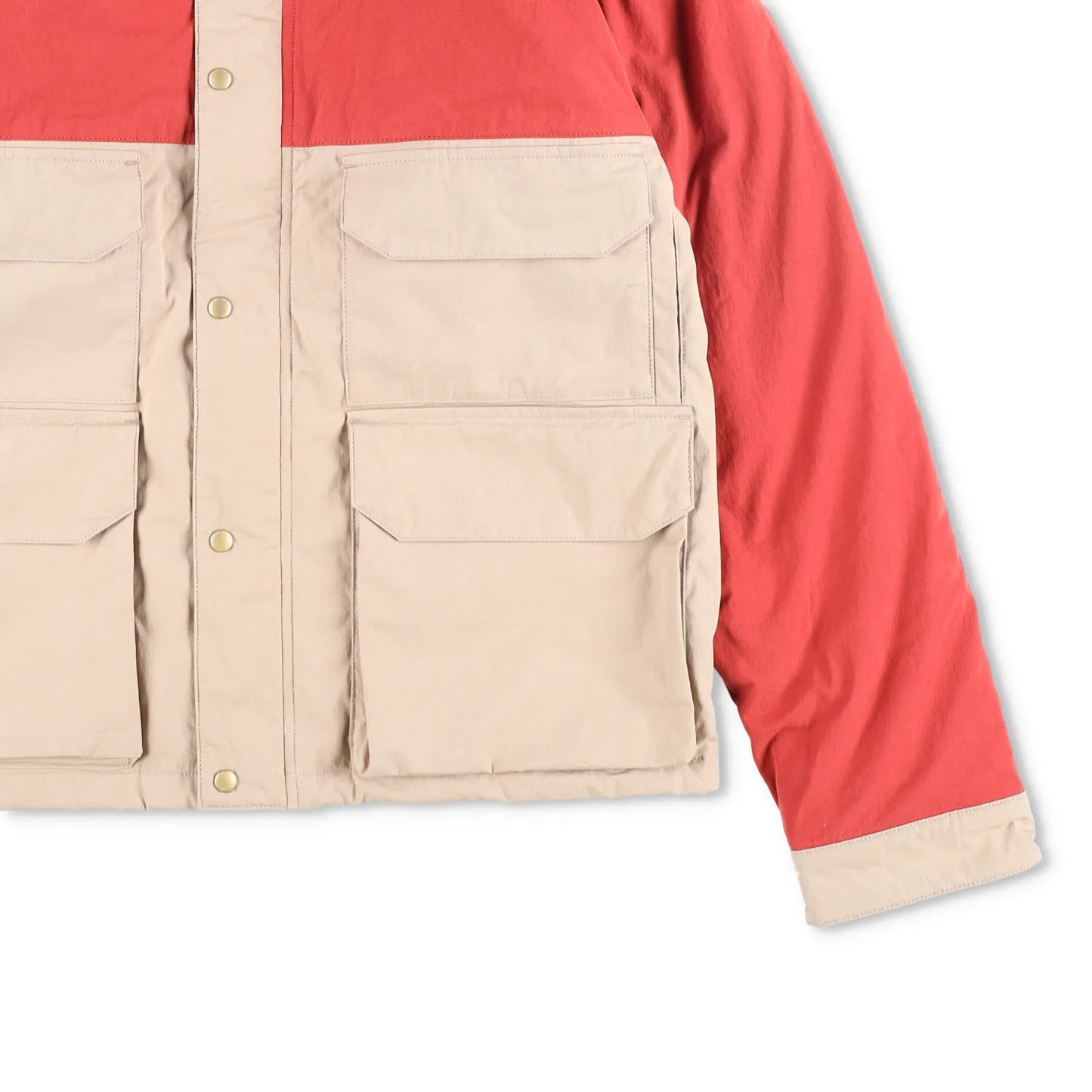 HOLUBAR Mens Coat Beige Red Snap Closure Stand Up Collar Pockets L - 4 RRP 500 — View 4