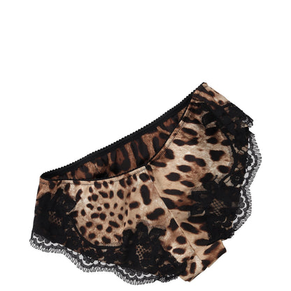 DOLCE & GABBANA Womens Brief Sheer Panel Lace LEOPARD Knickers Size XL RRP 235 — View 4