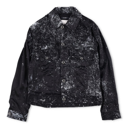 SONG FOR THE MUTE Mens Jacket Black Viscose Collared Buttoned Size 46 RRP 1045