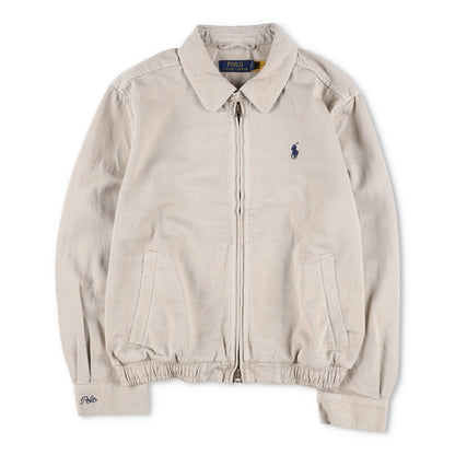 POLO Mens Jacket Cotton Blend Windbreaker Beige Collared Logo Size S RRP 275