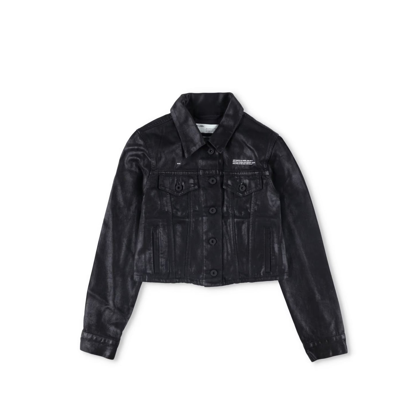 OFF-WHITE Womens Cropped Jacket Black Cotton Button Closure Size 38 RRP 850 — View 5