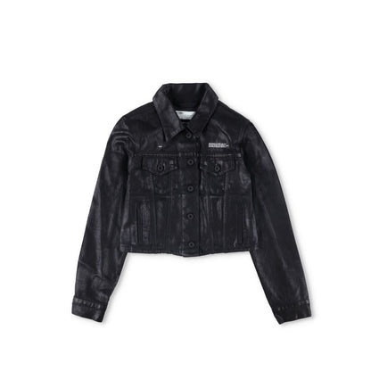 OFF-WHITE Womens Cropped Jacket Black Cotton Button Closure Size 38 RRP 850 — View 5