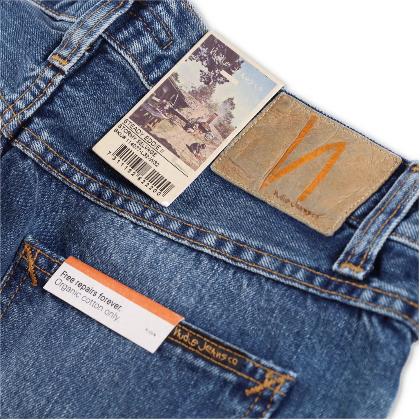 NUDIE JEANS Mens Jeans Steady Eddie Ii Stormy Selvedge Straight Blue 33 RRP 200 — View 10