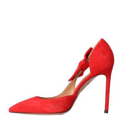 AQUAZZURA Womens Very Bow Tie Pump Red Suede Stylish Stiletto UK 4 RRP 652 — View 4