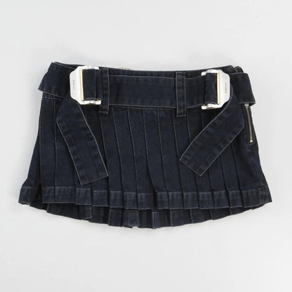 DION LEE Womens Darted Denim Mini Skirt Black Cotton Buckle Size 6 RRP 690 — View 2