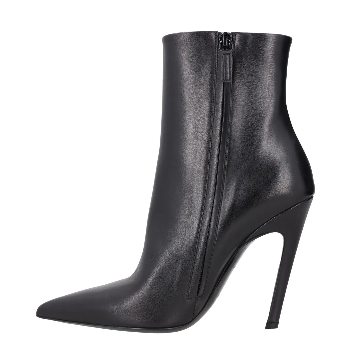 BALENCIAGA Womens Pointed Toe Booties Zip Closure Black Leather UK 6 RRP 875 — View 4