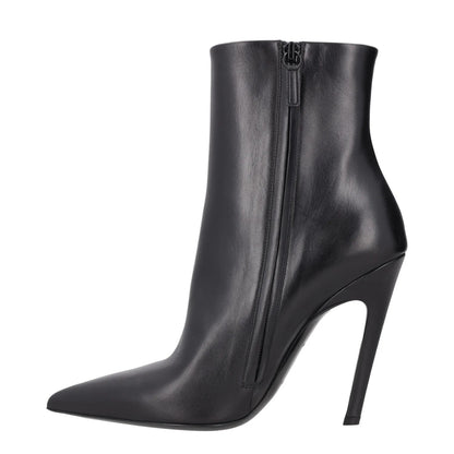 BALENCIAGA Womens Pointed Toe Booties Zip Closure Black Leather UK 6 RRP 875 — View 4