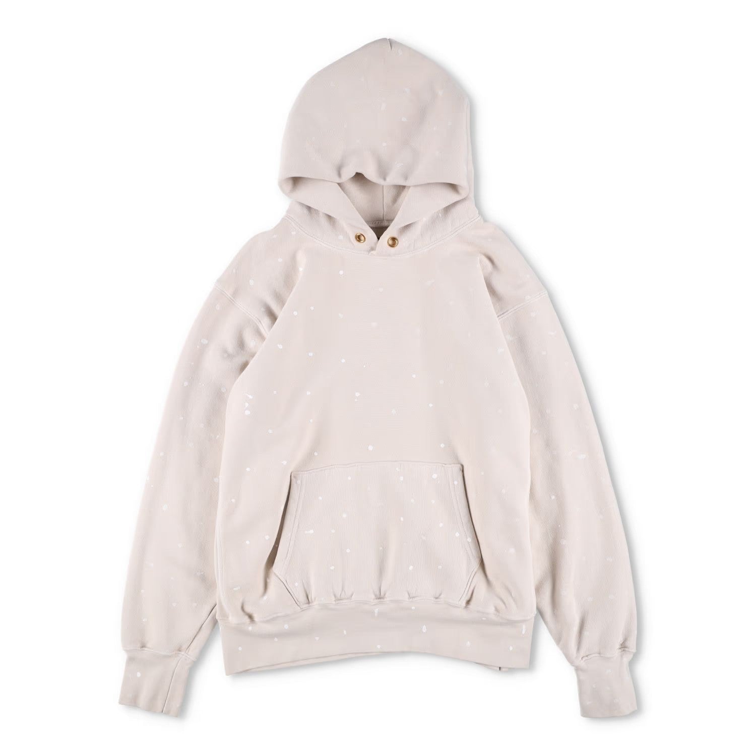 LES TIEN Womens Hoodie Cotton Blend Pullover Beige Front Pocket Size M RRP 260