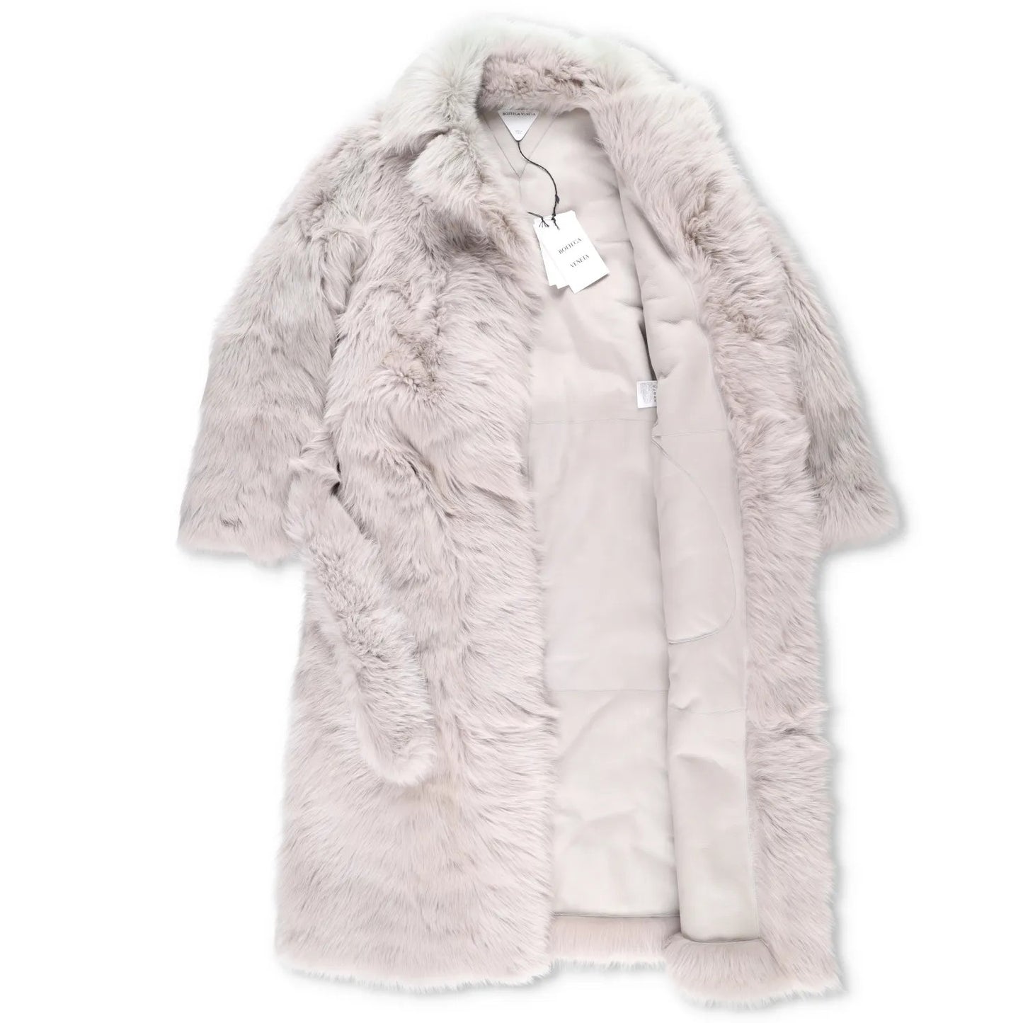 BOTTEGA VENETA Womens Overcoat Fur Oversized Big Belt Detail Grey 40 RRP 9010 — View 4