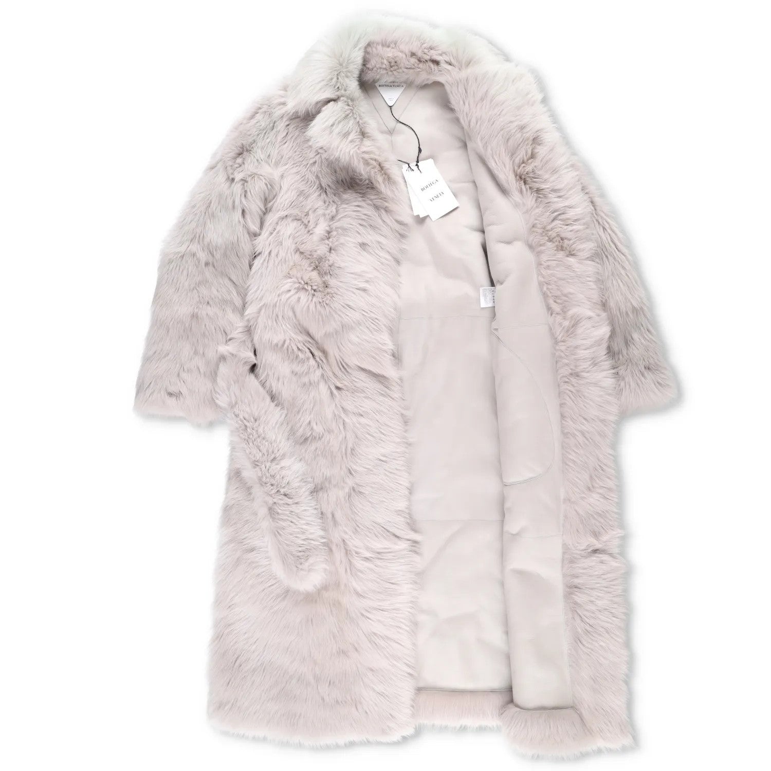 BOTTEGA VENETA Womens Overcoat Fur Oversized Big Belt Detail Grey 40 RRP 9010 — View 4