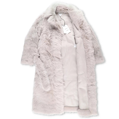 BOTTEGA VENETA Womens Overcoat Fur Oversized Big Belt Detail Grey 40 RRP 9010 — View 4