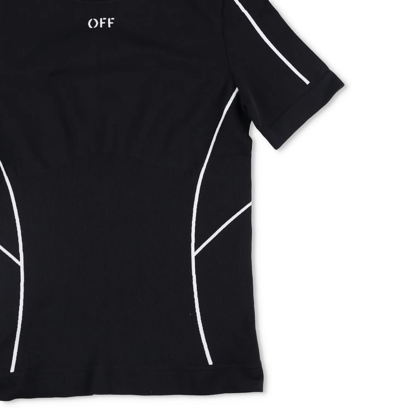 OFF-WHITE T-Shirt Black Synthetic White Striped Crew Neck Slim Fit S RRP250 — View 4