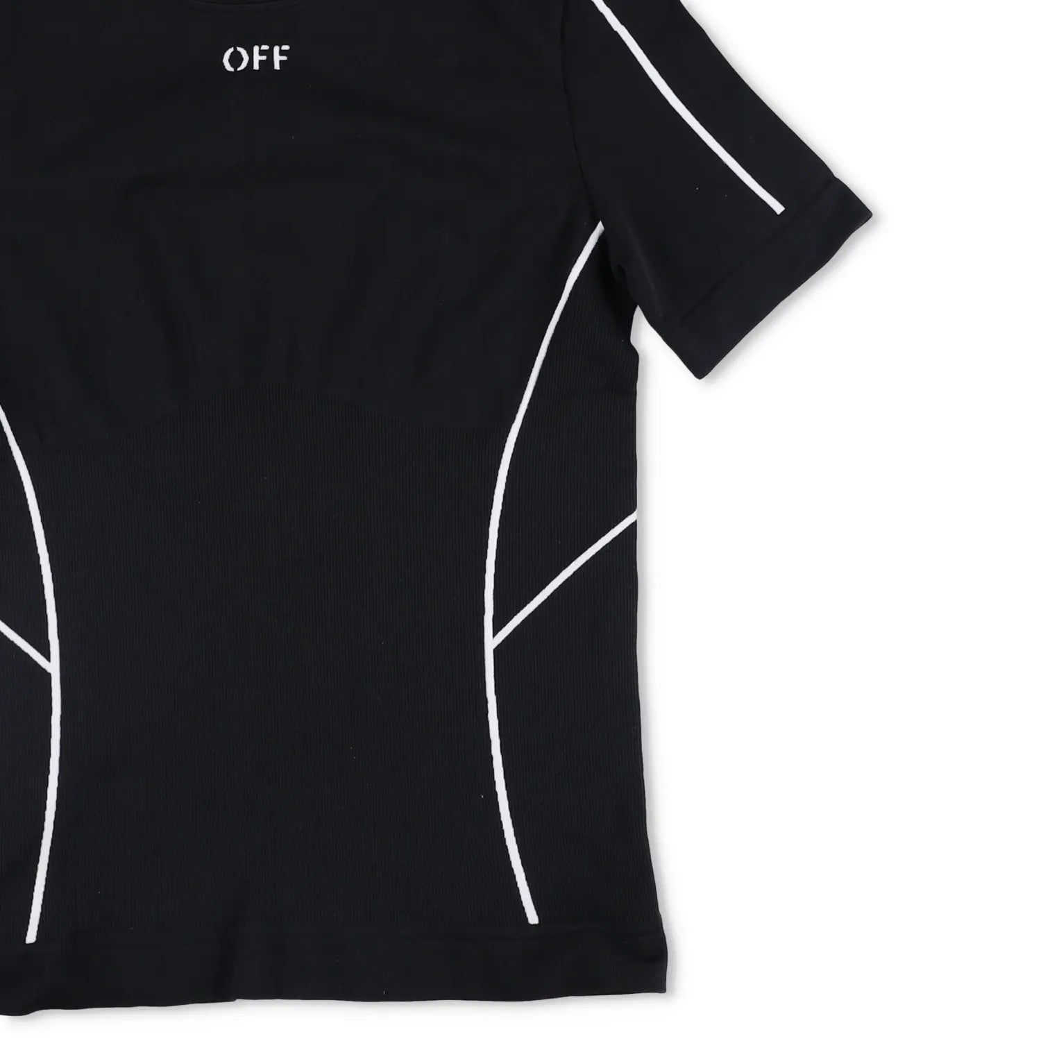 OFF-WHITE T-Shirt Black Synthetic White Striped Crew Neck Slim Fit S RRP250 — View 4