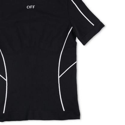 OFF-WHITE T-Shirt Black Synthetic White Striped Crew Neck Slim Fit S RRP250 — View 4