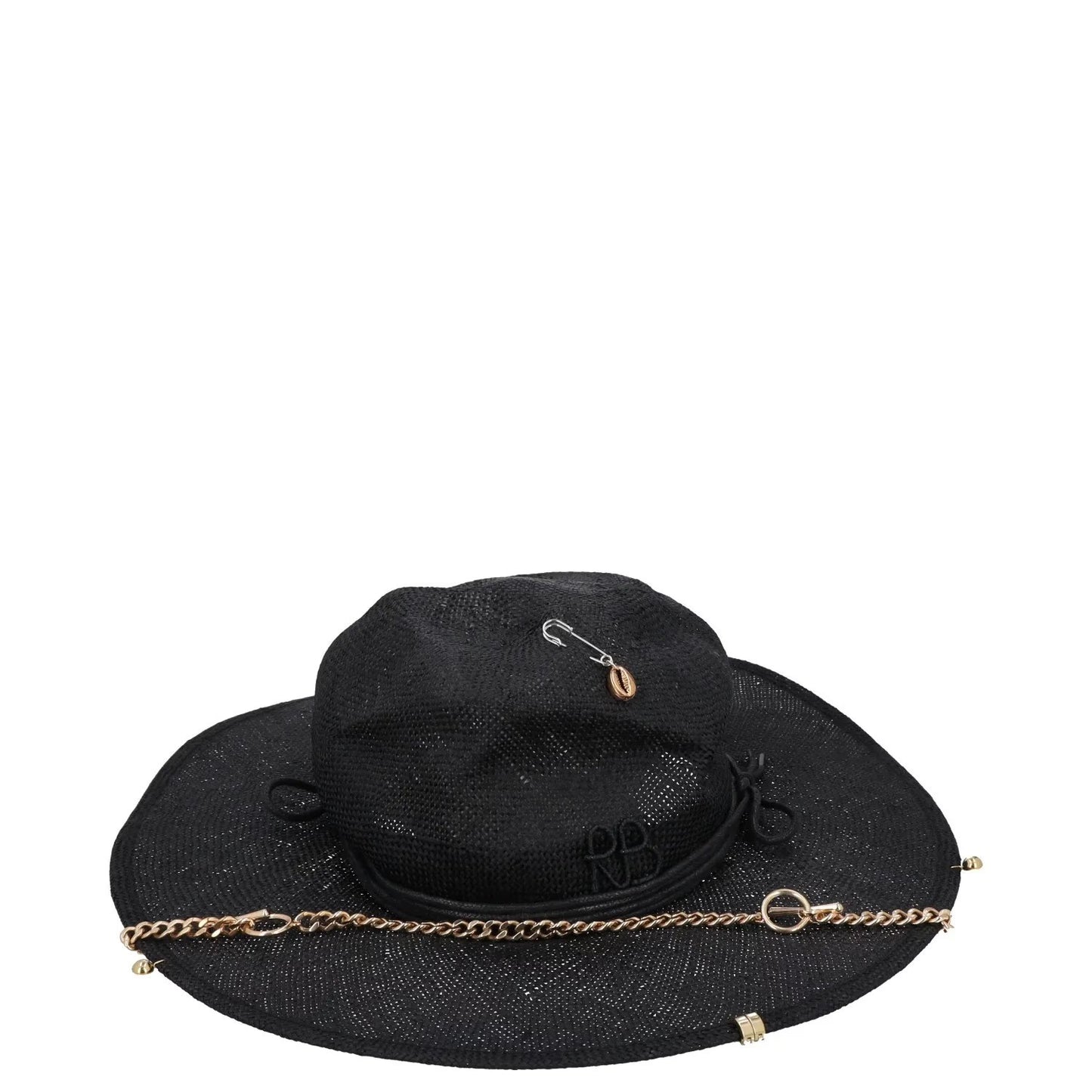 RUSLAN BAGINSKIY Womens Chain Strap Fedora Hat Black Chain Strap Size L RRP 363 — View 2