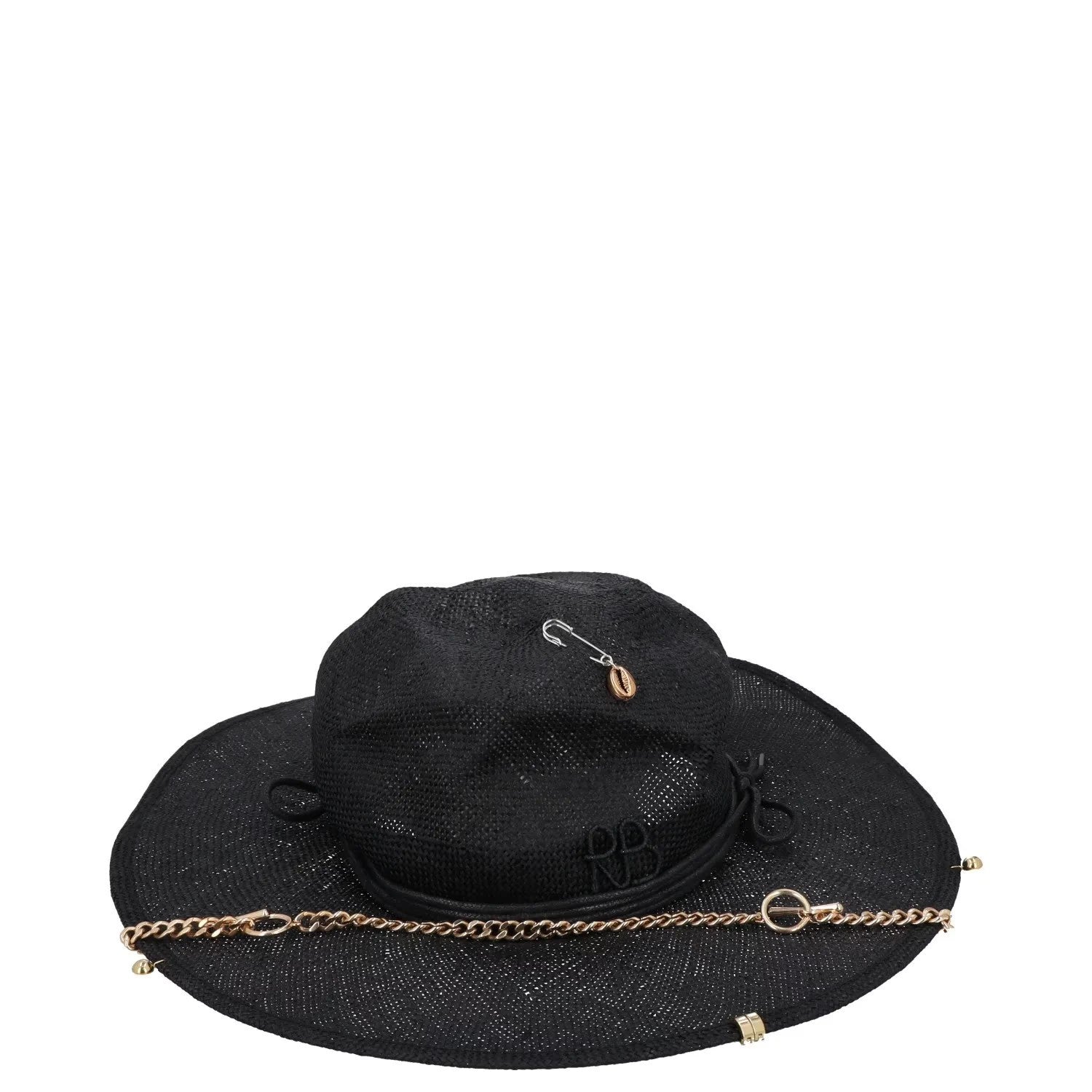 RUSLAN BAGINSKIY Womens Chain Strap Fedora Hat Black Chain Strap Size L RRP 363 — View 2