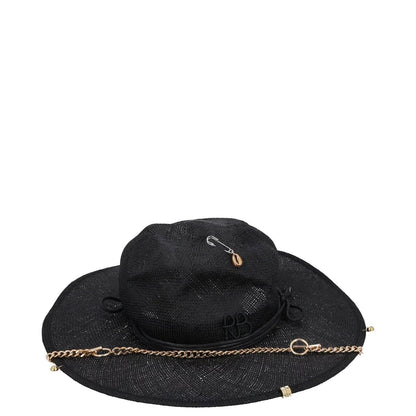 RUSLAN BAGINSKIY Womens Chain Strap Fedora Hat Black Chain Strap Size L RRP 363 — View 2