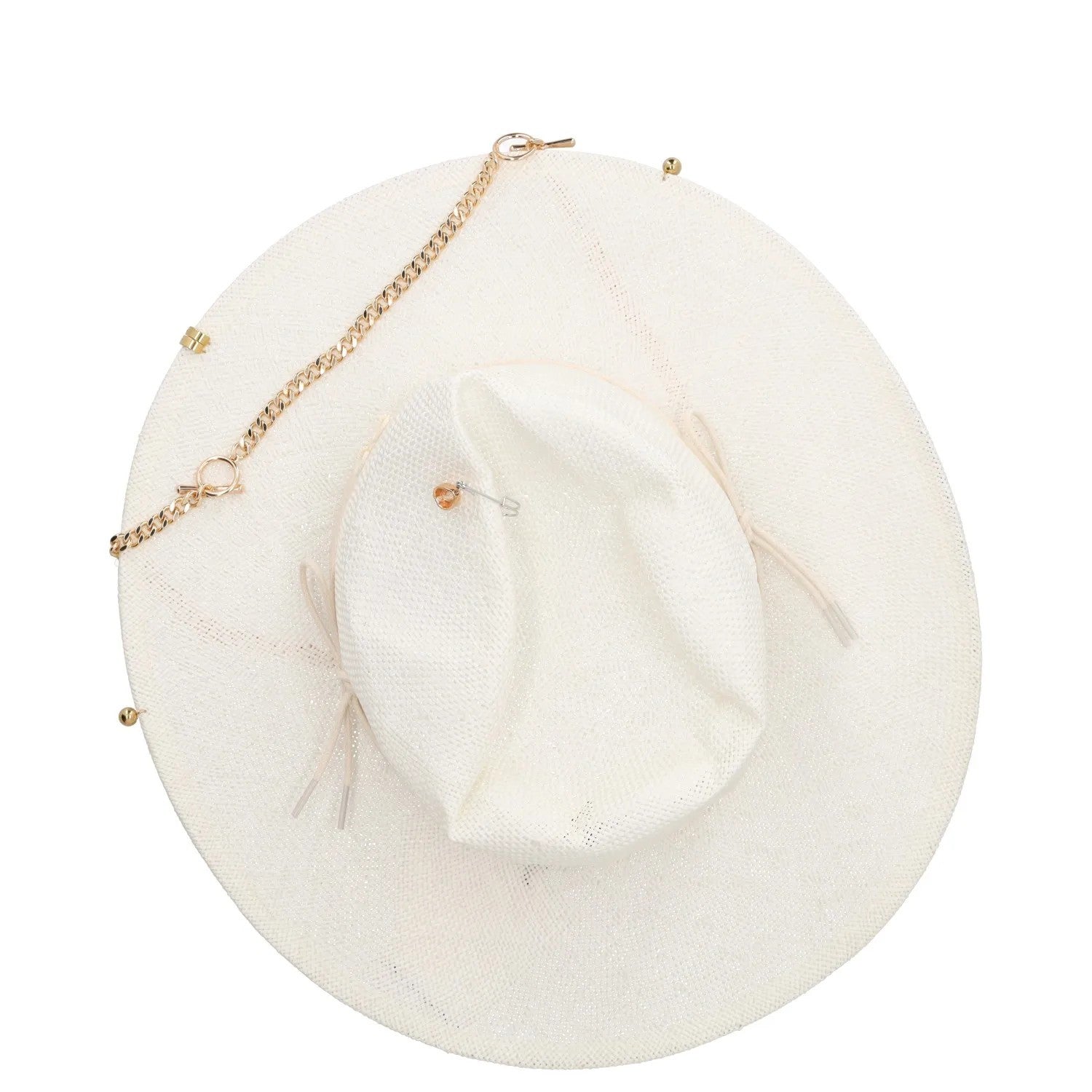 RUSLAN BAGINSKIY Womens Pierced Chain Strap Fedora Hat Beige Neutrals L RRP 400 — View 7