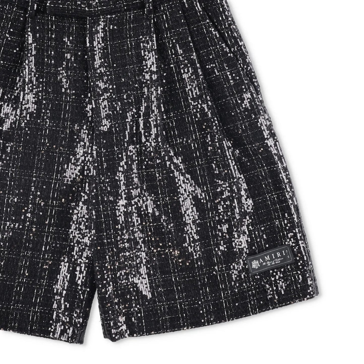 AMIRI Mens Sequin Boucle Skater Shorts Black Tweed Shiny Size 50 RRP 890 — View 4