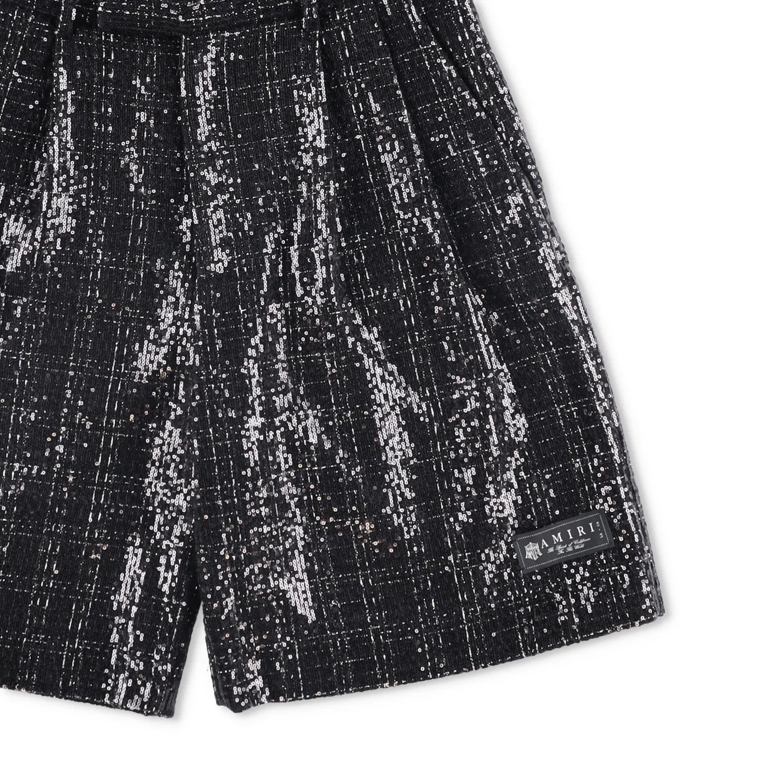 AMIRI Mens Sequin Boucle Skater Shorts Black Tweed Shiny Size 50 RRP 890 — View 4