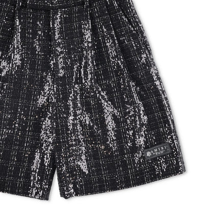 AMIRI Mens Sequin Boucle Skater Shorts Black Tweed Shiny Size 50 RRP 890 — View 4
