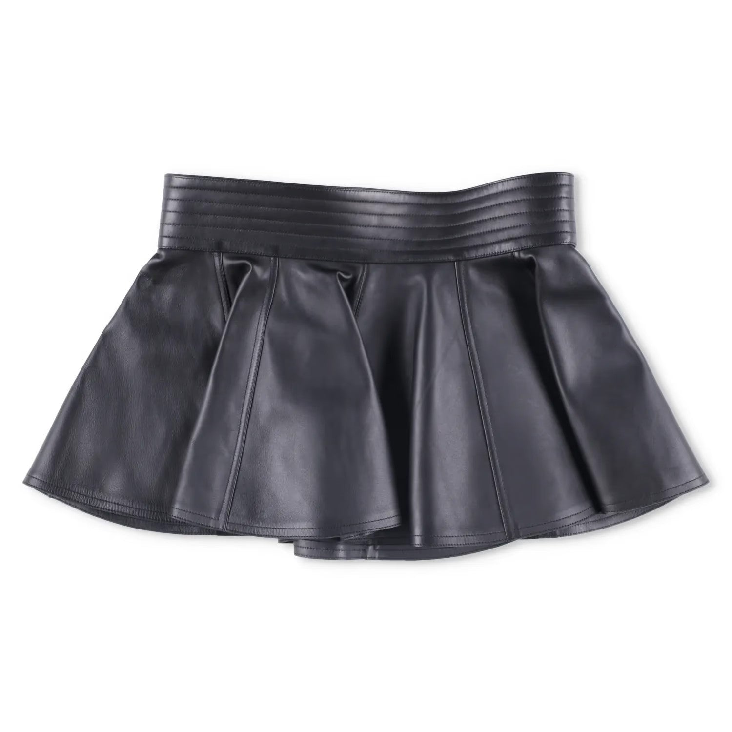 ALAIA Womens Mini Skirt Belt Pleated Nappa Leather Black Size 40 RRP 2529
