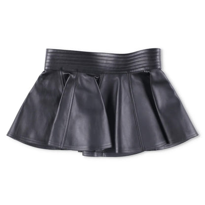 ALAIA Womens Mini Skirt Belt Pleated Nappa Leather Black Size 40 RRP 2529