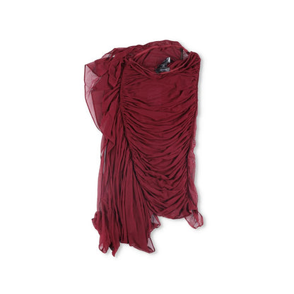 MUGLER Women Skirt Midi with Slit Asymmetric Red Ruched Knit Size 36 RRP 425 — View 6