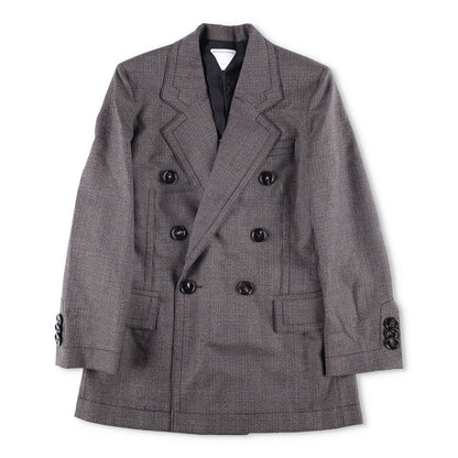 BOTTEGA VENETA Womens Blazer Jacket Double Breasted Sriped Grey 40 RRP 2420