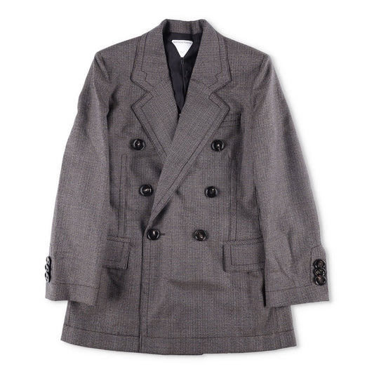 BOTTEGA VENETA Womens Blazer Jacket Double Breasted Sriped Grey 40 RRP 2420